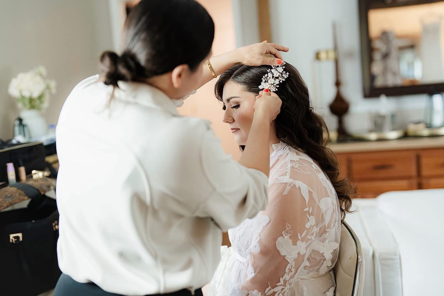 Bride preparing for wedding